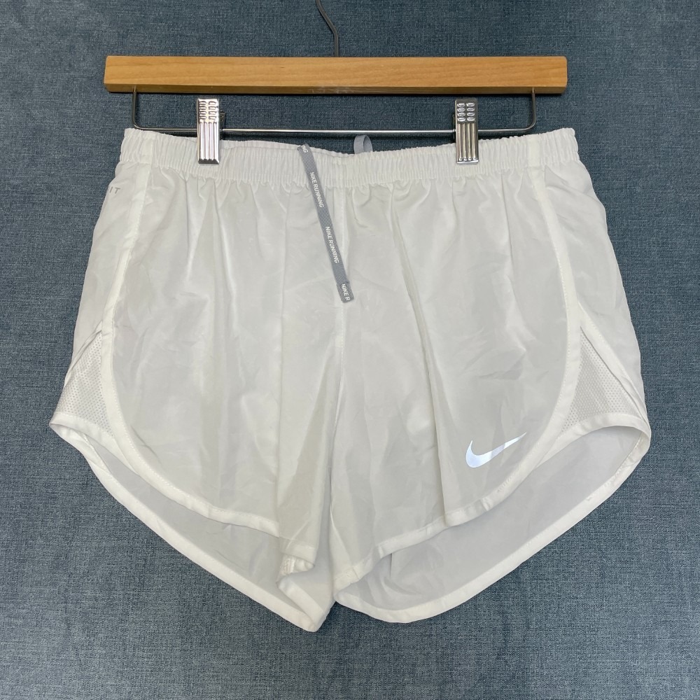 Nike Dri Fit Running Shorts Womens 28 White Drawstring Waist Performance Workout